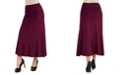 24seven Comfort Apparel Women Elastic Waist Solid Color Maxi Skirt